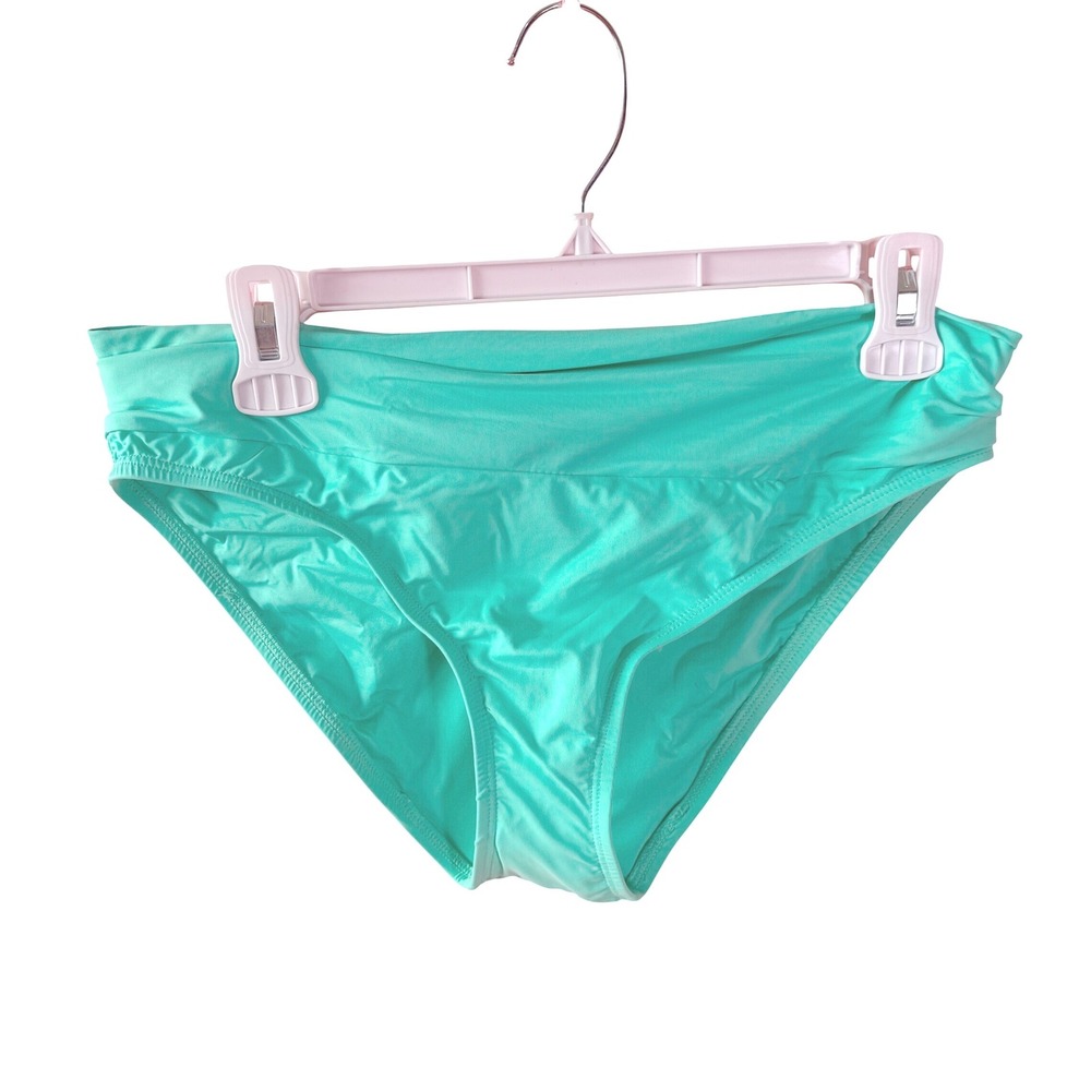 NWT La Blanca Island Goddess Fold Over Bikini Bottoms Seafoam Green Size 8 - Picture 2 of 4